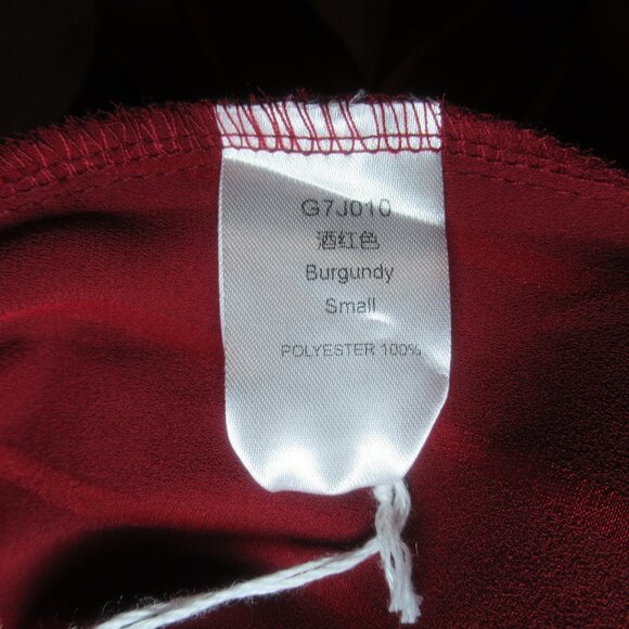 Cropped Burgundy Long-Sleeve Blouse | Size Small - Picture 10 of 11